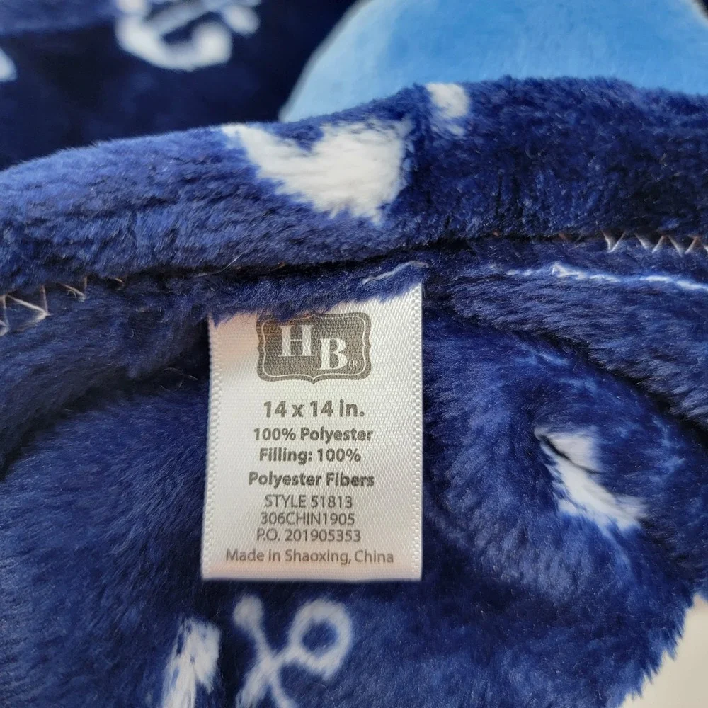 NWT HB Hudson Baby Whale Anchor Nautical Plush Navy Blue Lovey Security Blanket